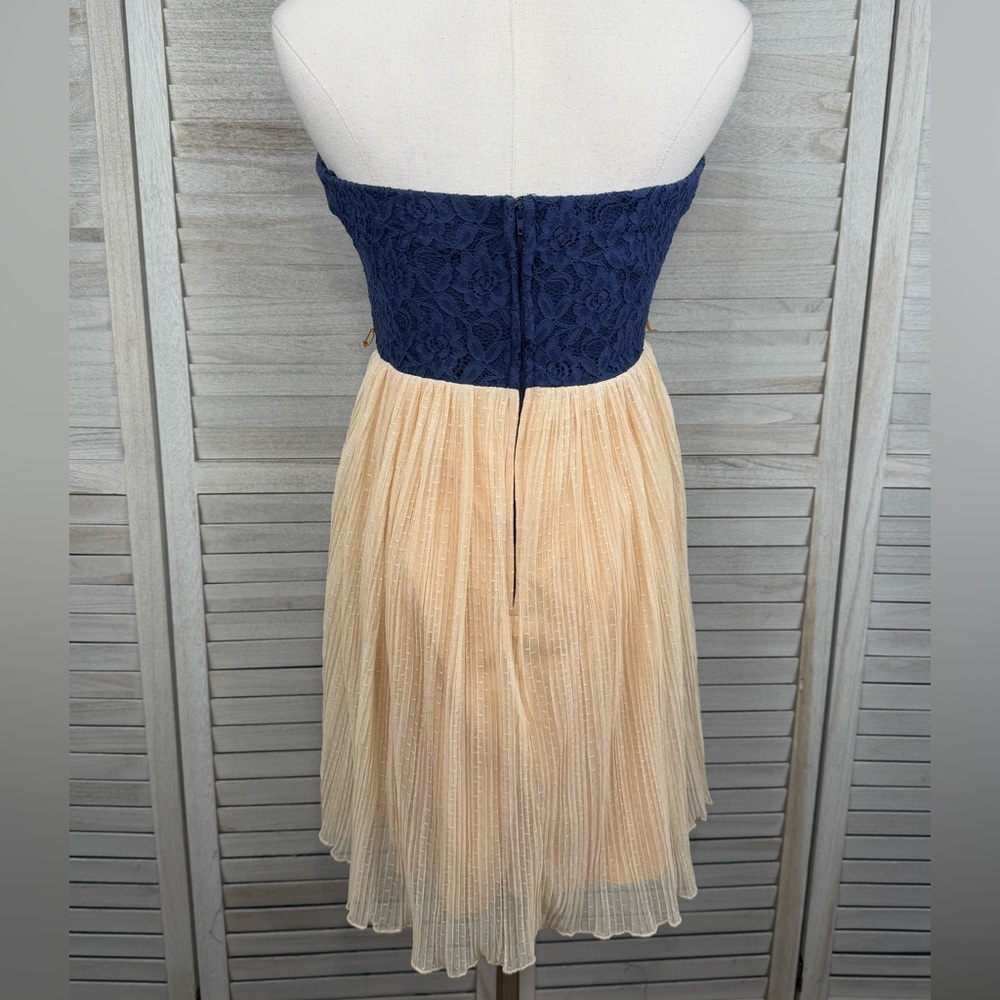 DEB Strapless Lace & Mesh Mini Sundress Navy/Oatmeal-9 - Picture 4 of 4